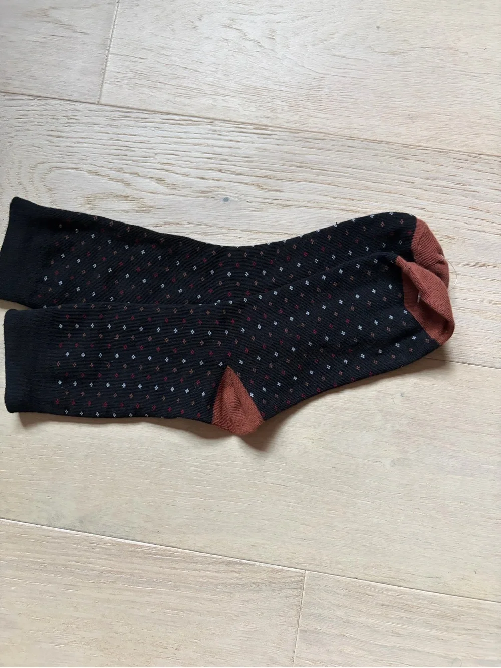 Men’s Black Dress Socks with Rust Accents